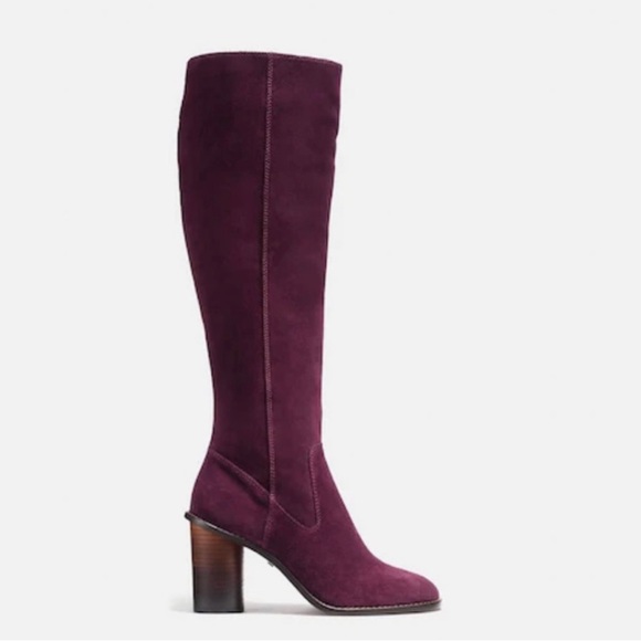 Coach Ombré Oxblood Suede Tall Heeled Boots US8 $495 - Picture 1 of 17